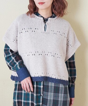 9/2アンティーク ニット ポンチョ ベスト