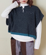 9/2アンティーク ニット ポンチョ ベスト