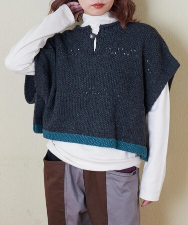 9/2アンティーク ニット ポンチョ ベスト