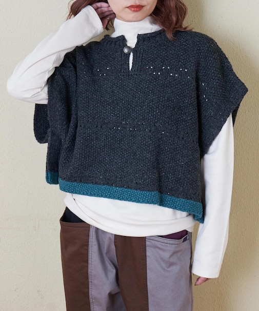 9/2アンティーク ニット ポンチョ ベスト