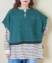 9/2アンティーク ニット ポンチョ ベスト