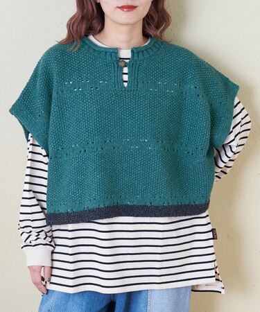 9/2アンティーク ニット ポンチョ ベスト