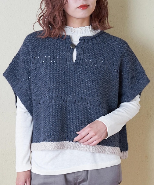 9/2アンティーク ニット ポンチョ ベスト