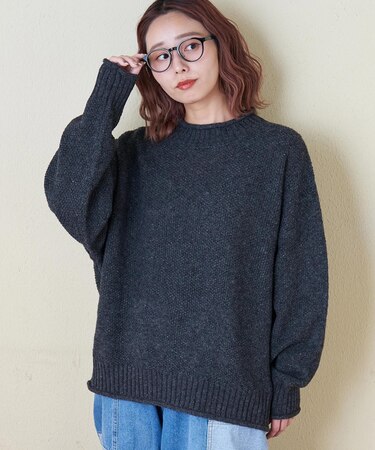 9/2アンティーク ニット ダイヤ 鹿の子 プルオーバー