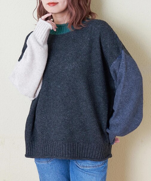 9/2アンティーク ニット ダイヤ 鹿の子 プルオーバー