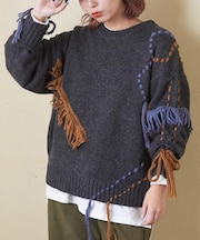 9/2アンティーク ニット ハンドステッチ プルオーバー