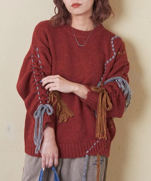 9/2アンティーク ニット ハンドステッチ プルオーバー