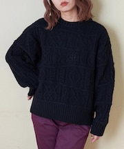 9NM ピーチヤーン アラン柄 プルオーバー ニット