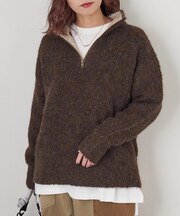 1/4.6ループヤーン ハーフジップ プルオーバー ニット