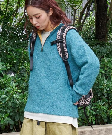 1/4.6ループヤーン ハーフジップ プルオーバー ニット