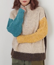 1/4.6ループヤーン ハーフジップ プルオーバー ニット