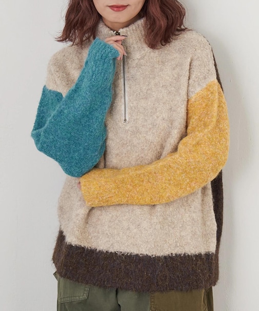 1/4.6ループヤーン ハーフジップ プルオーバー ニット