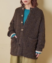 1/4.6ループヤーン ニット クルーネック カーディガン