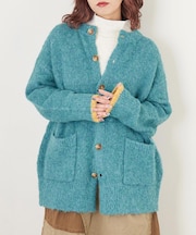 1/4.6ループヤーン ニット クルーネック カーディガン