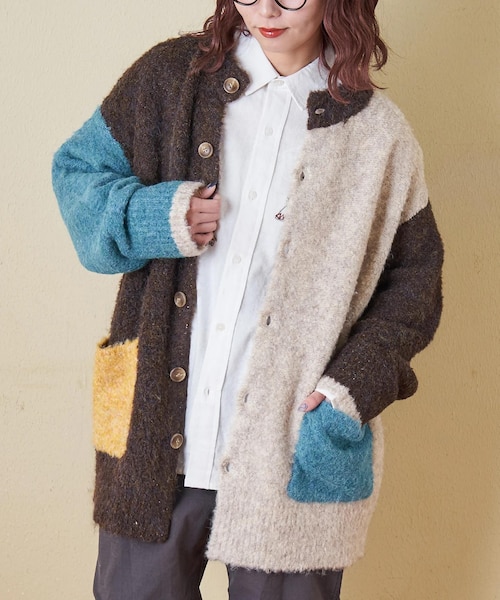 新品 ウールナイロン ループヤーンクルーネック monkey time