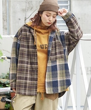 ネル チェック 切替 ビッグシャツ