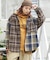 ネル チェック 切替 ビッグシャツ