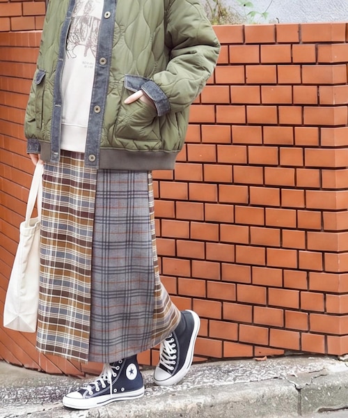 ネルチェック ラップ風 スカート｜キューブシュガーの通販｜&mall