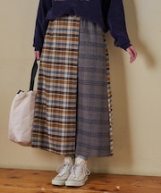 ネルチェック ラップ風 スカート