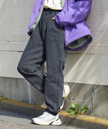 ストレッチ デニム 裏起毛 切替 ジョガーパンツ