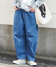 ストレッチ デニム 裏起毛 ダーツ コクーンパンツ