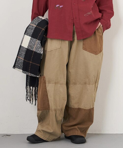 ミニボンページです。 ツイル × ミニヘリンボン 硫化染 切替 サイドポケット パンツ