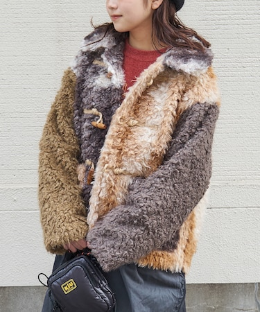 カーリーファー トグルボタン ジャケット