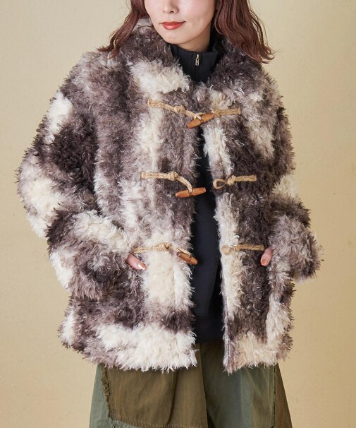 カーリーファー トグルボタン ジャケット