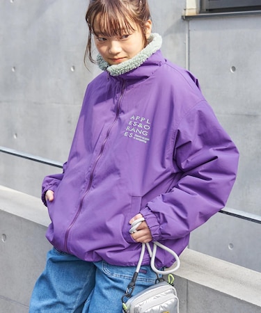 ナイロン × 裏ボア スタンドカラー ジップアップ ジャケット