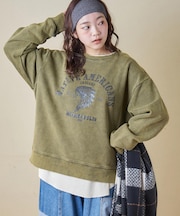 CVC裏毛 裏起毛 スノーウォッシュ ロゴプリント プルオーバー