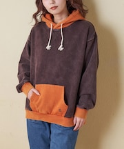 CVC裏毛 裏起毛 スノーウォッシュ 配色 プルオーバー パーカー