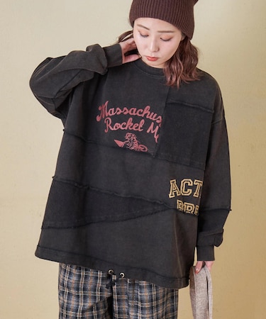 パウダー加工 裏使い切替 ビッグ プルオーバー スウェット