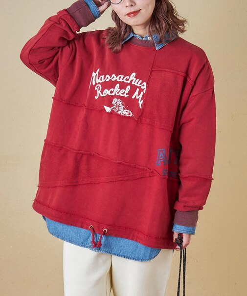 パウダー加工 裏使い切替 ビッグ プルオーバー スウェット