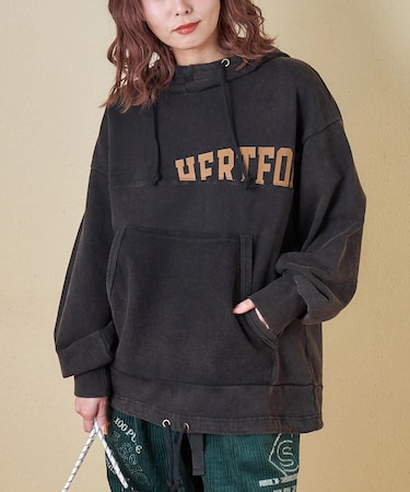 パウダー加工 裏使い切替 モックネック パーカー