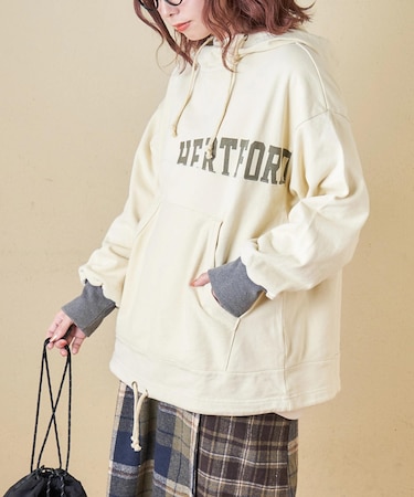 パウダー加工 裏使い切替 モックネック パーカー