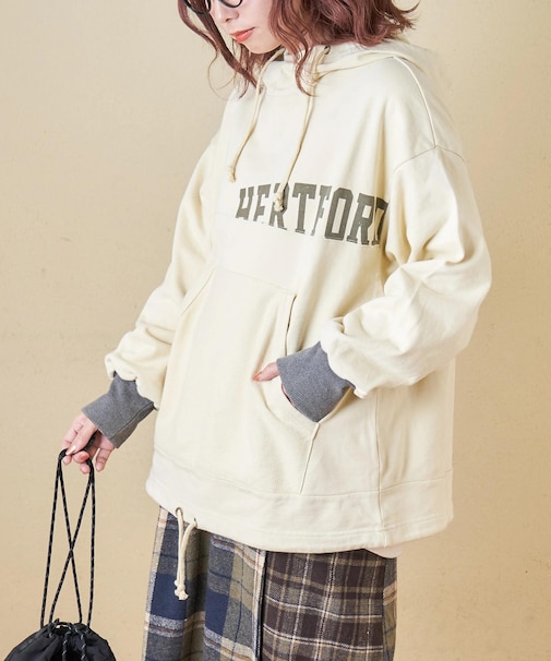 パウダー加工 裏使い切替 モックネック パーカー