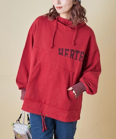 パウダー加工 裏使い切替 モックネック パーカー