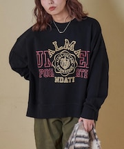 30/10裏毛 リメイク風 ロゴプリント プルオーバー スウェット