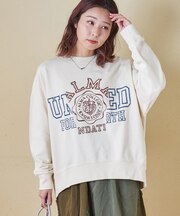 30/10裏毛 リメイク風 ロゴプリント プルオーバー スウェット