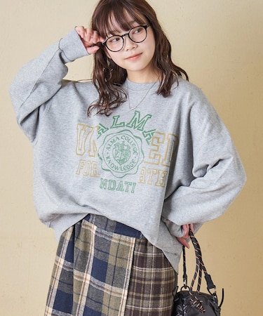 30/10裏毛 リメイク風 ロゴプリント プルオーバー スウェット