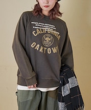 CVC裏毛 パウダー加工 スウェット ラグラン トレーナー