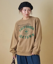 CVC裏毛 パウダー加工 スウェット ラグラン トレーナー