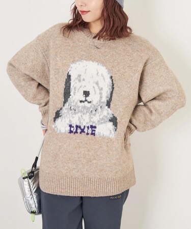 リサイクル ニット アニマル柄 ジャガード プルオーバー
