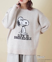 PEANUTS  ( ピーナッツ ) 1/16ネップヤーン ニット バックロゴ プルオーバー