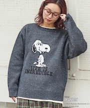 PEANUTS  ( ピーナッツ ) 1/16ネップヤーン ニット バックロゴ プルオーバー