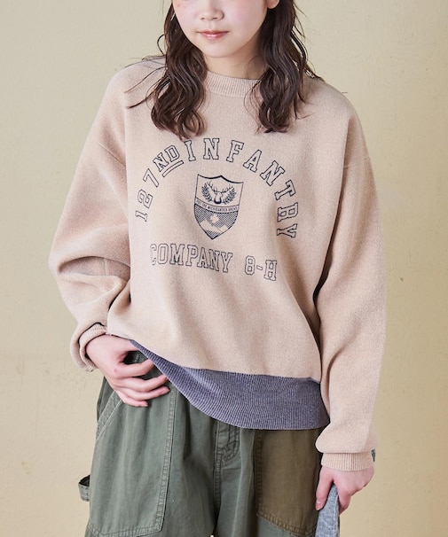 モールヤーン ニット ロゴプリント プルオーバー