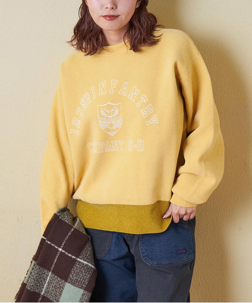 モールヤーン ニット ロゴプリント プルオーバー