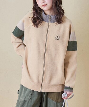 モールヤーン ニット ライン入り トラックジャケット