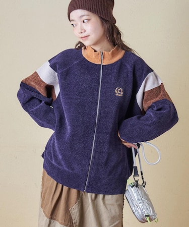 モールヤーン ニット ライン入り トラックジャケット