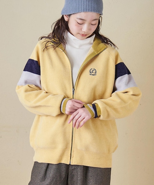 モールヤーン ニット ライン入り トラックジャケット